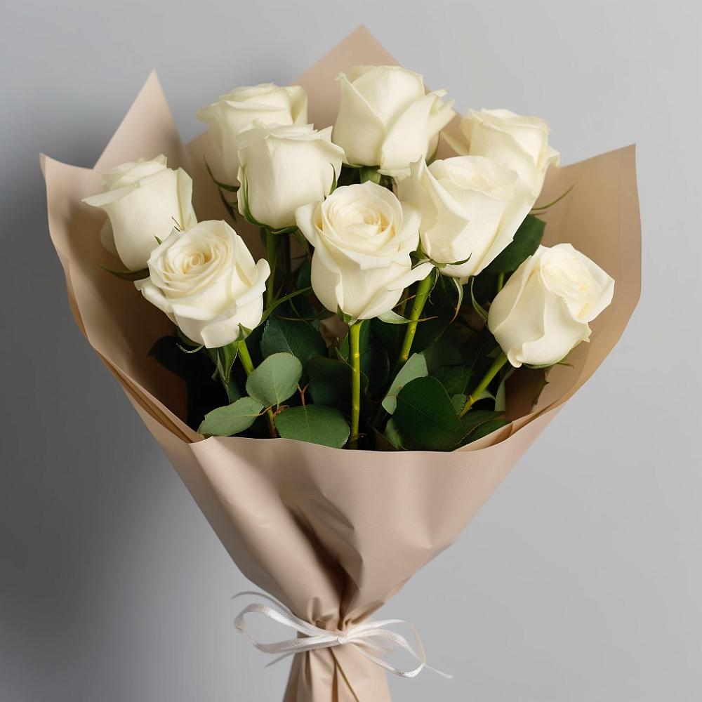 Букет 9 Белых роз Эдлесс Лав в Дединово