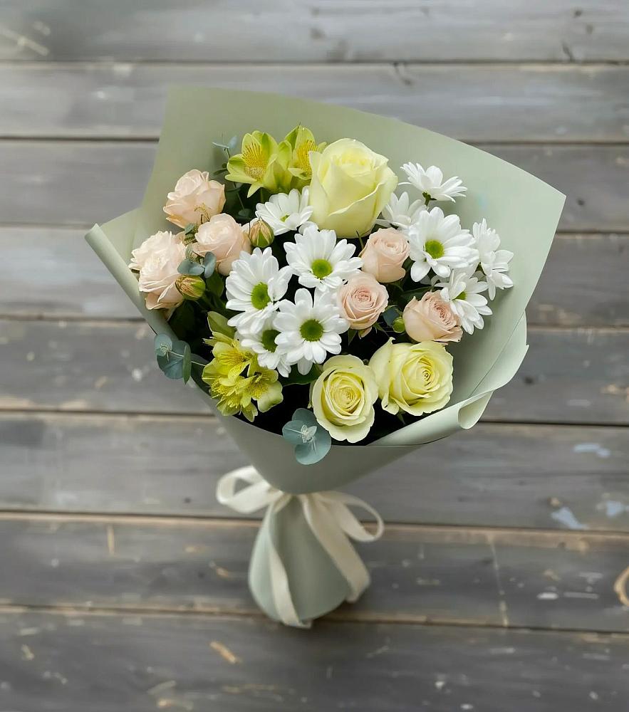 Букет цветов из: Альстромерии, Розы и Хризантемы в Дединово
