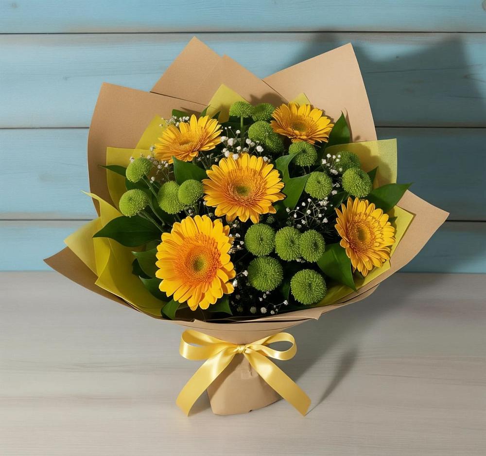 Букет цветов из: Герберы и Хризантемы в Дединово