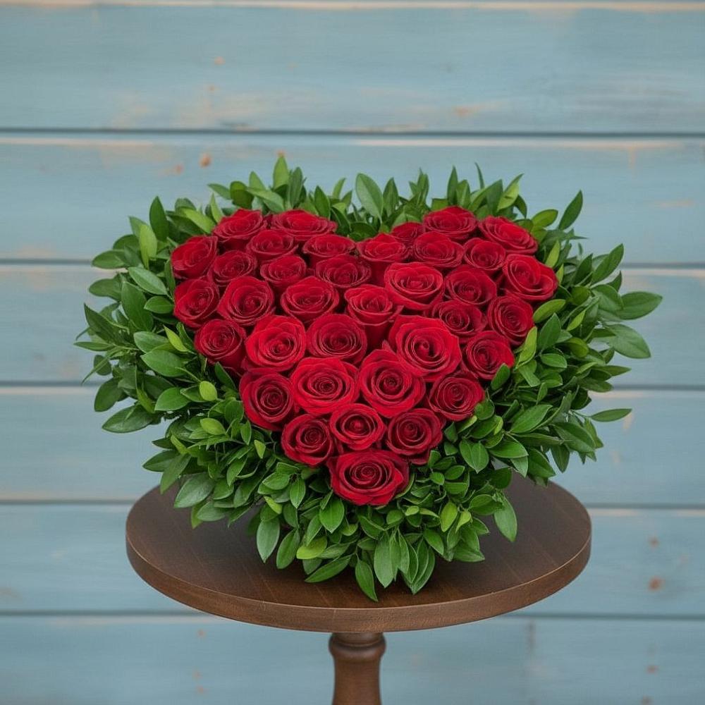 Цветочная композиция из Розы в виде сердца в Дединово