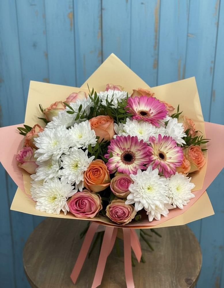 Букет цветов из: Розы, Герберы и Хризантемы в Дединово