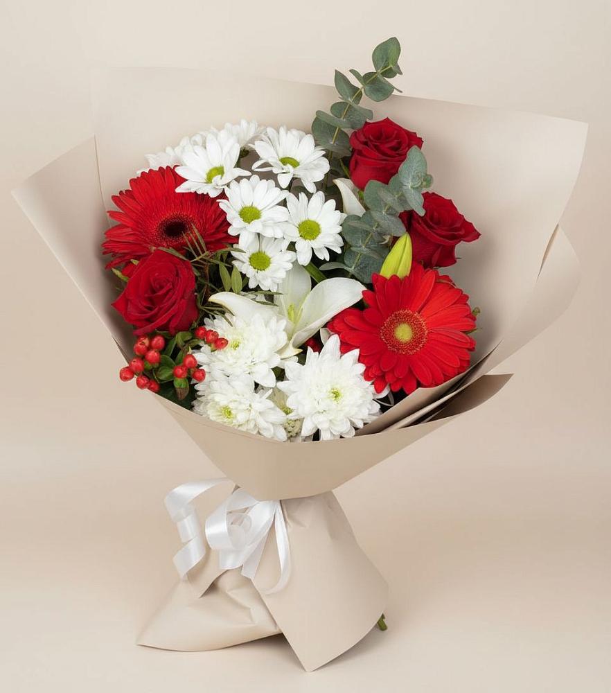 Букет цветов из: Розы, Хризантемы, Герберы и Лилии в Дединово